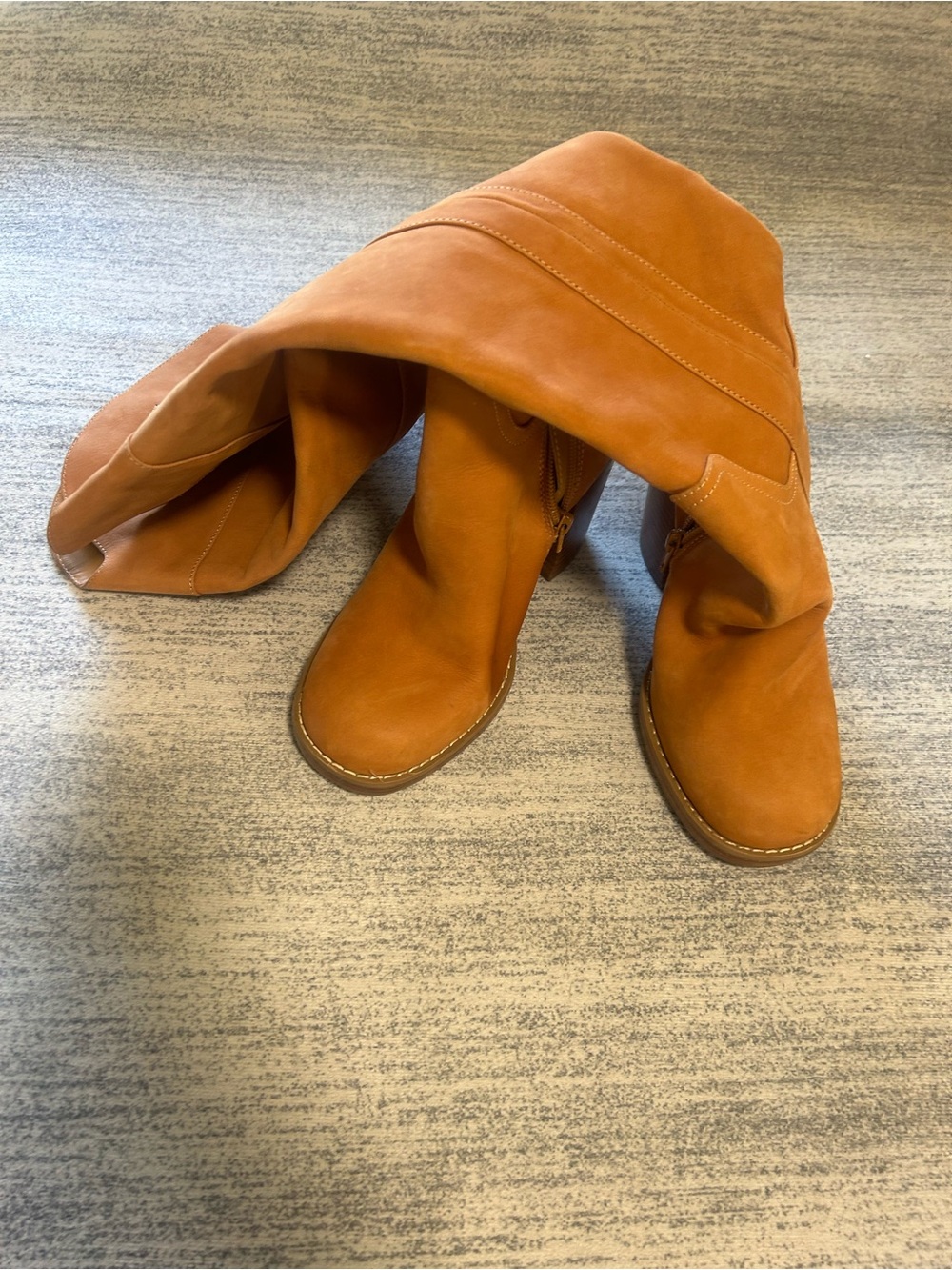 Jennifer Lopez Cognac Leather Block Heel Boots